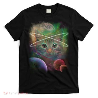 Cool Cat Nebula Space Universe  T-Shirt