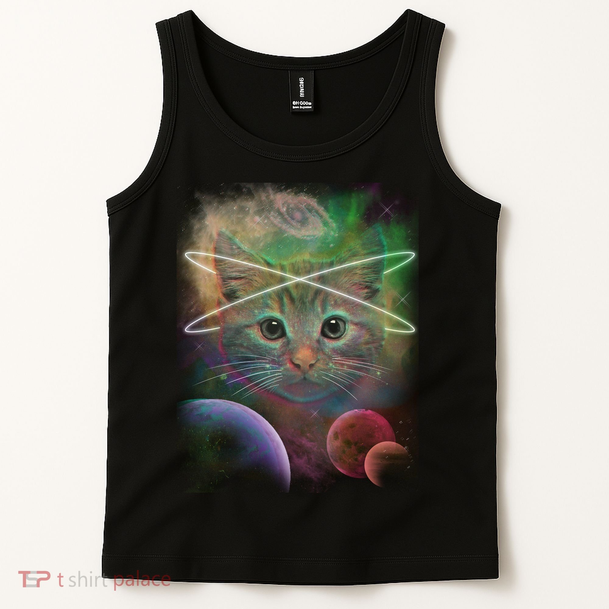 Cool Cat Nebula Space Universe  Tank Top