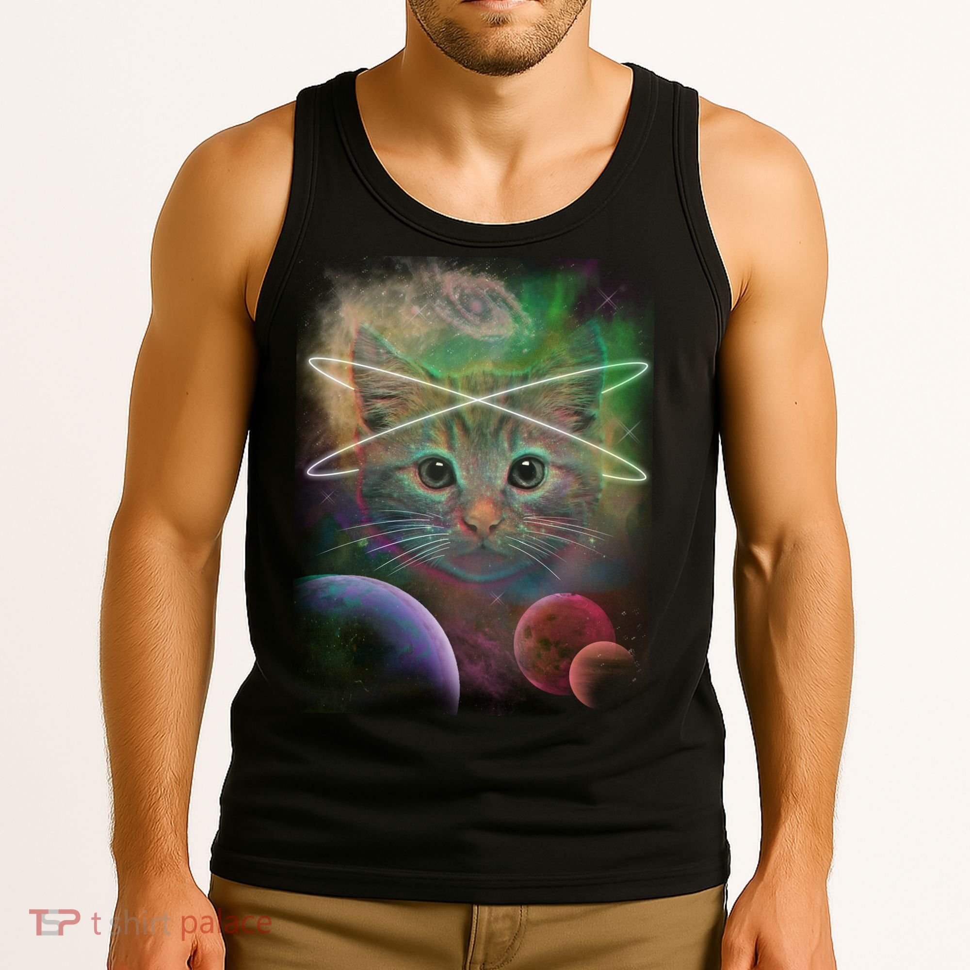 Cool Cat Nebula Space Universe  Tank Top
