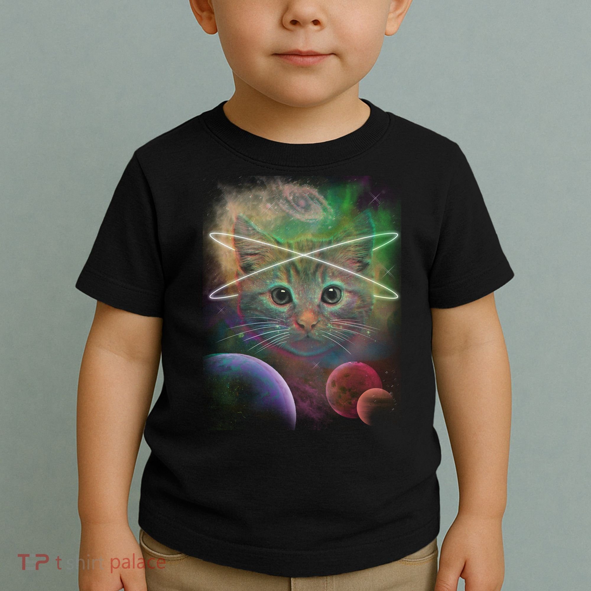 Cool Cat Nebula Space Universe  Toddler T-Shirt