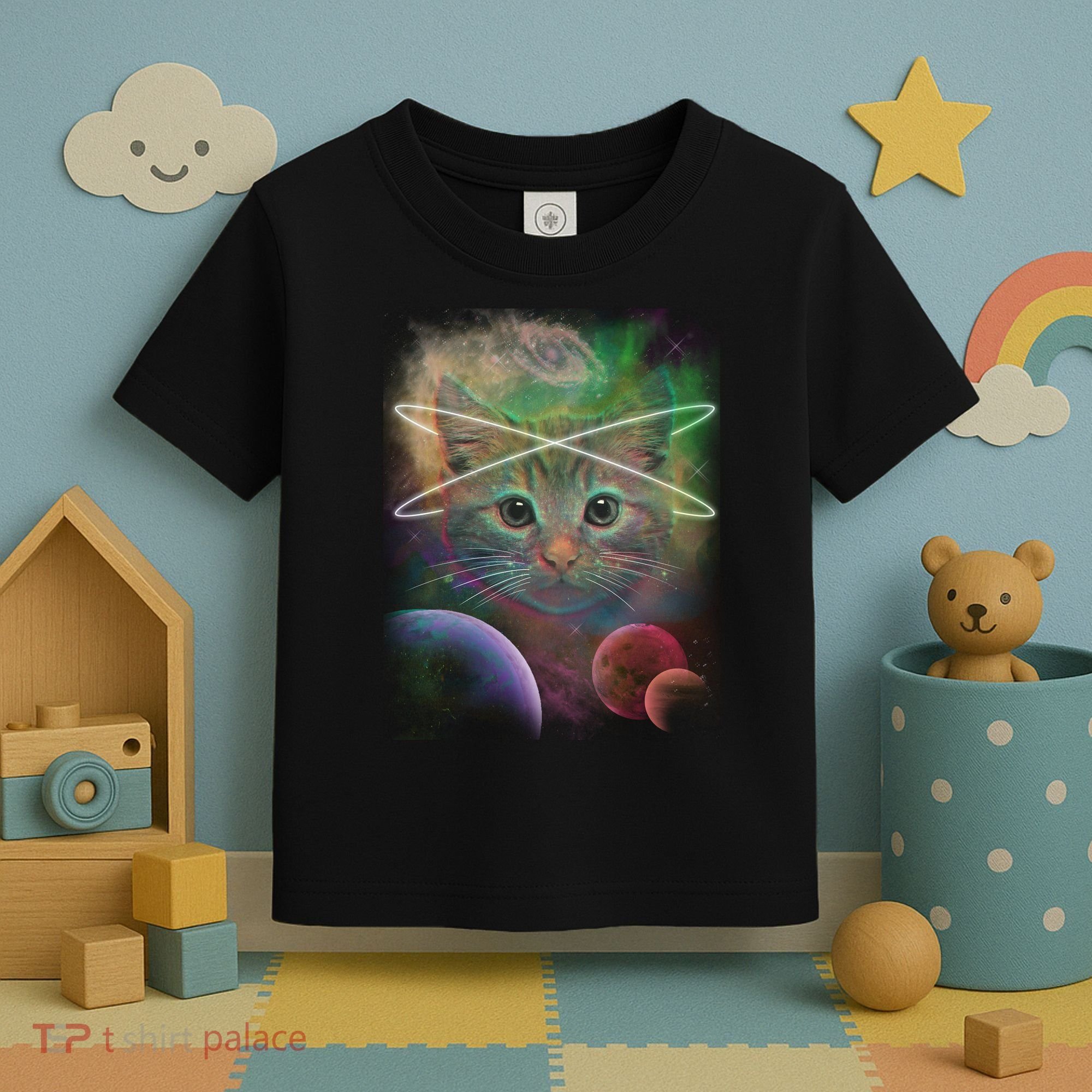 Cool Cat Nebula Space Universe  Toddler T-Shirt