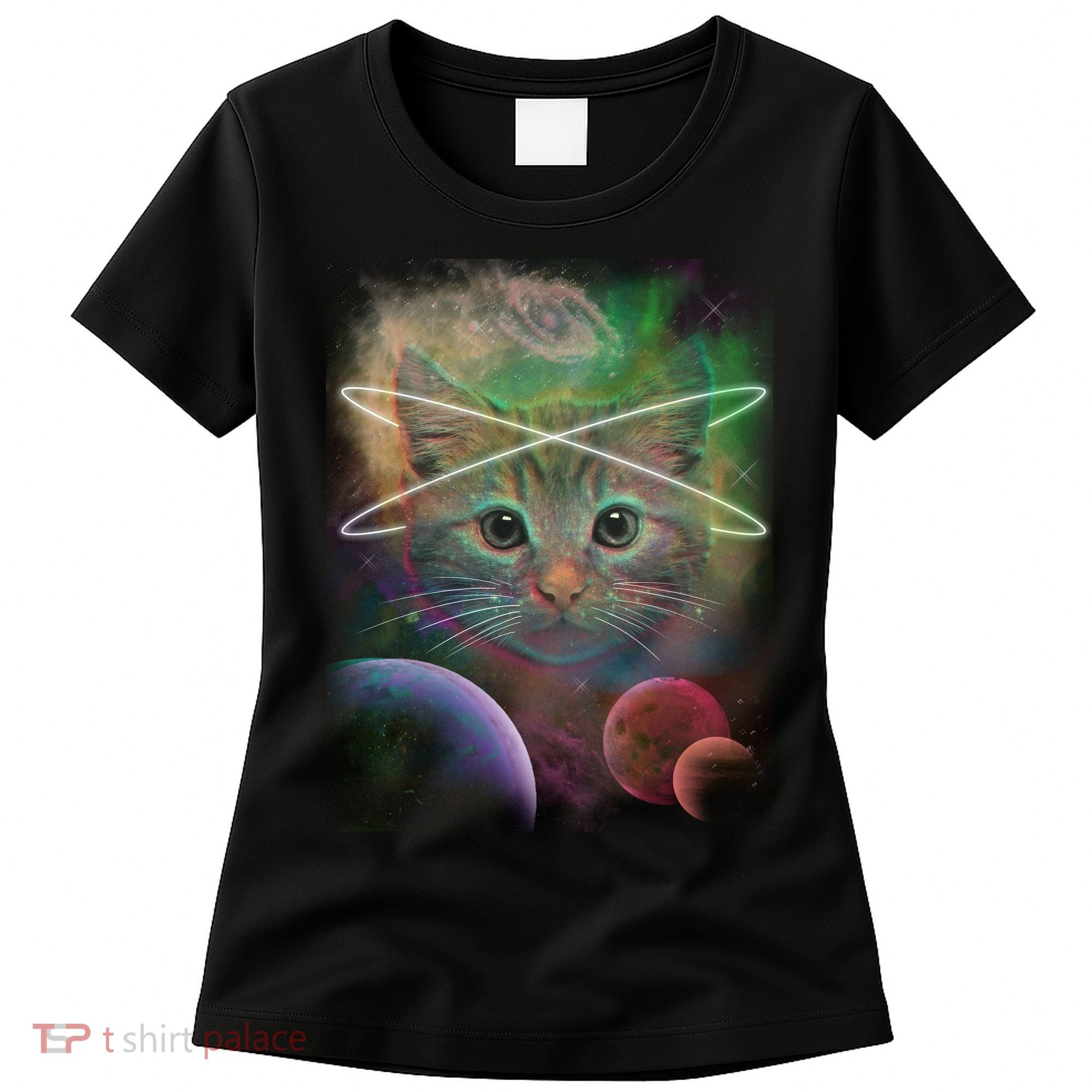 Cool Cat Nebula Space Universe  Women's T-Shirt