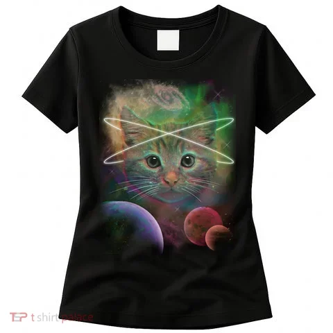 Cool Cat Nebula Space Universe Women's T-Shirt in the selected color