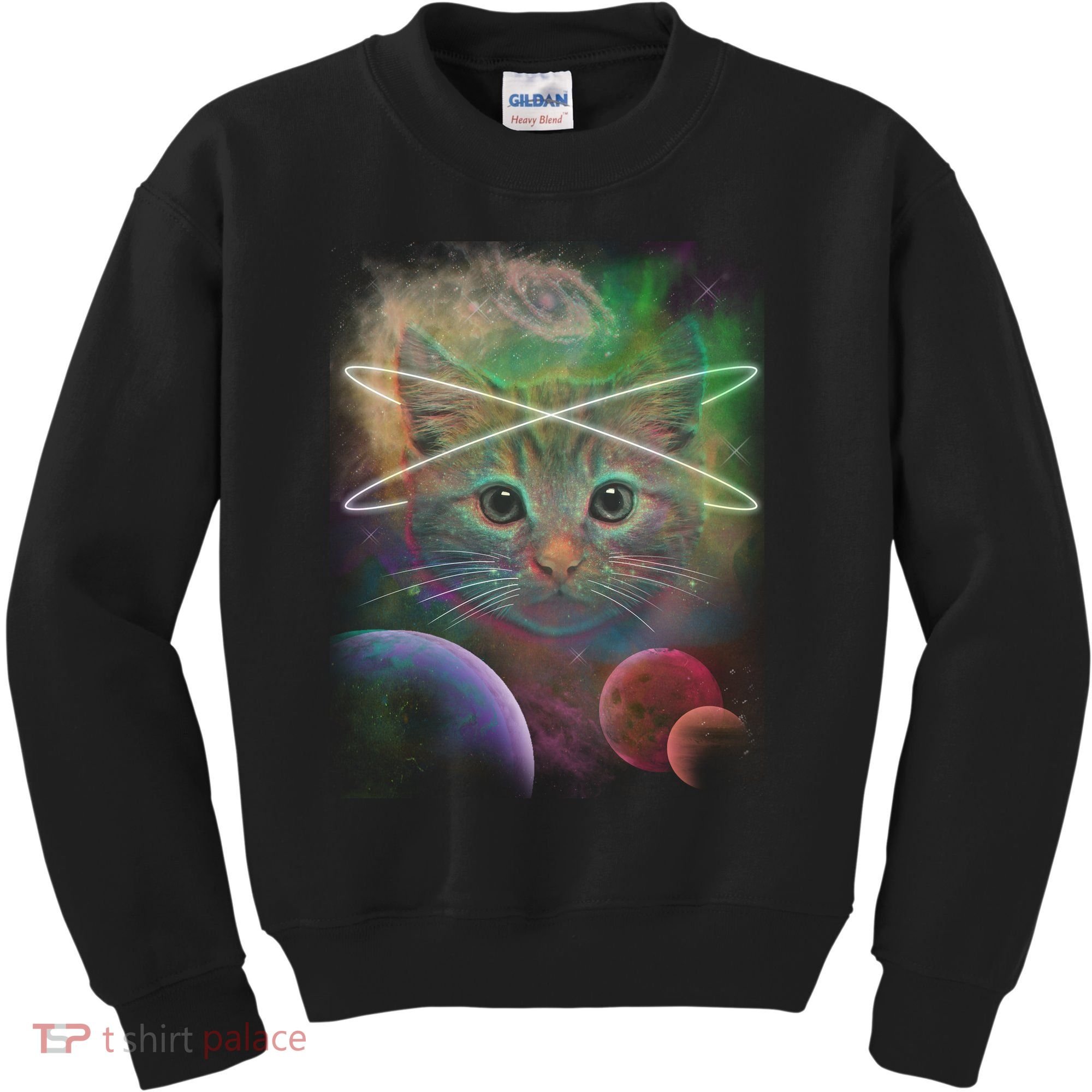 Cool Cat Nebula Space Universe  Kids Sweatshirt