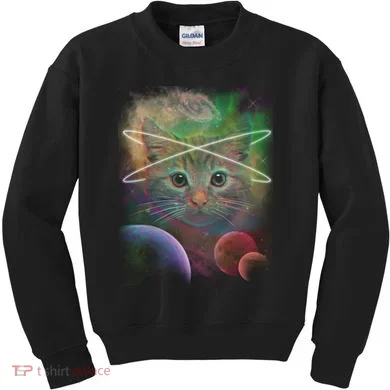 Cool Cat Nebula Space Universe  Kids Sweatshirt