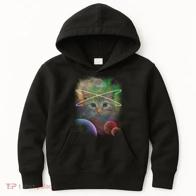Cool Cat Nebula Space Universe Kids Hoodie