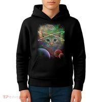 Cool Cat Nebula Space Universe  Kids Hoodie thumb 4