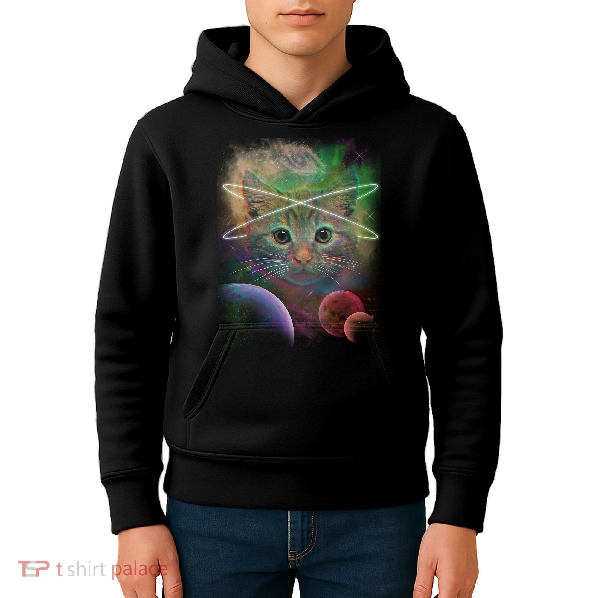 Cool Cat Nebula Space Universe  Kids Hoodie