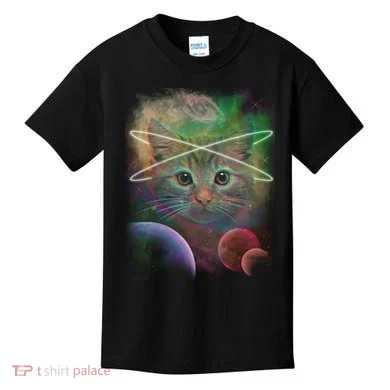 Cool Cat Nebula Space Universe  Kids T-Shirt