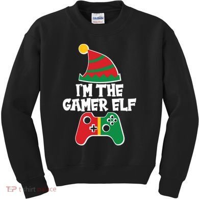 Cool Christmas I'm The Gamer Elf Kids Sweatshirt