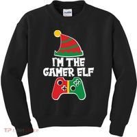 Cool Christmas I'm The Gamer Elf Kids Sweatshirt thumb 0