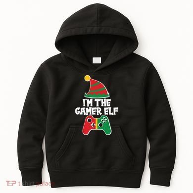 Cool Christmas I'm The Gamer Elf Kids Hoodie