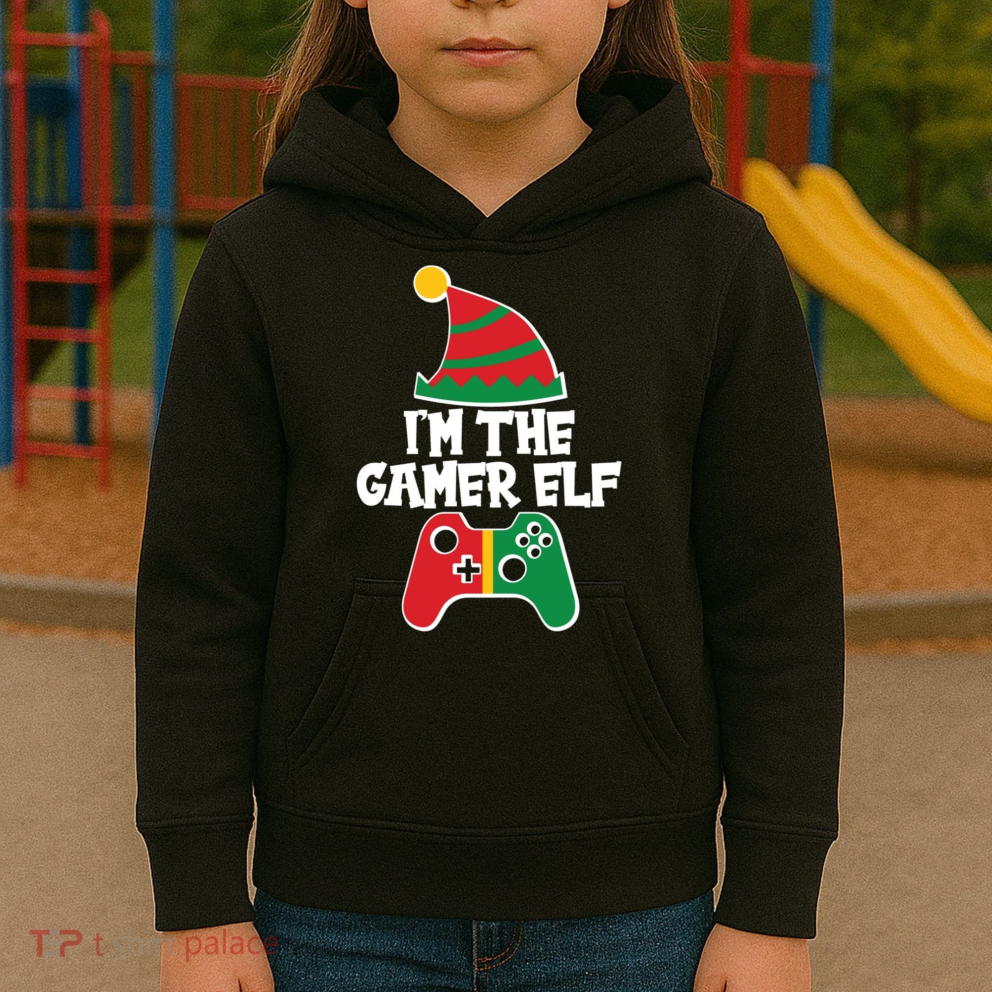 Cool Christmas I'm The Gamer Elf Kids Hoodie