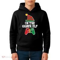 Cool Christmas I'm The Gamer Elf Kids Hoodie thumb 4