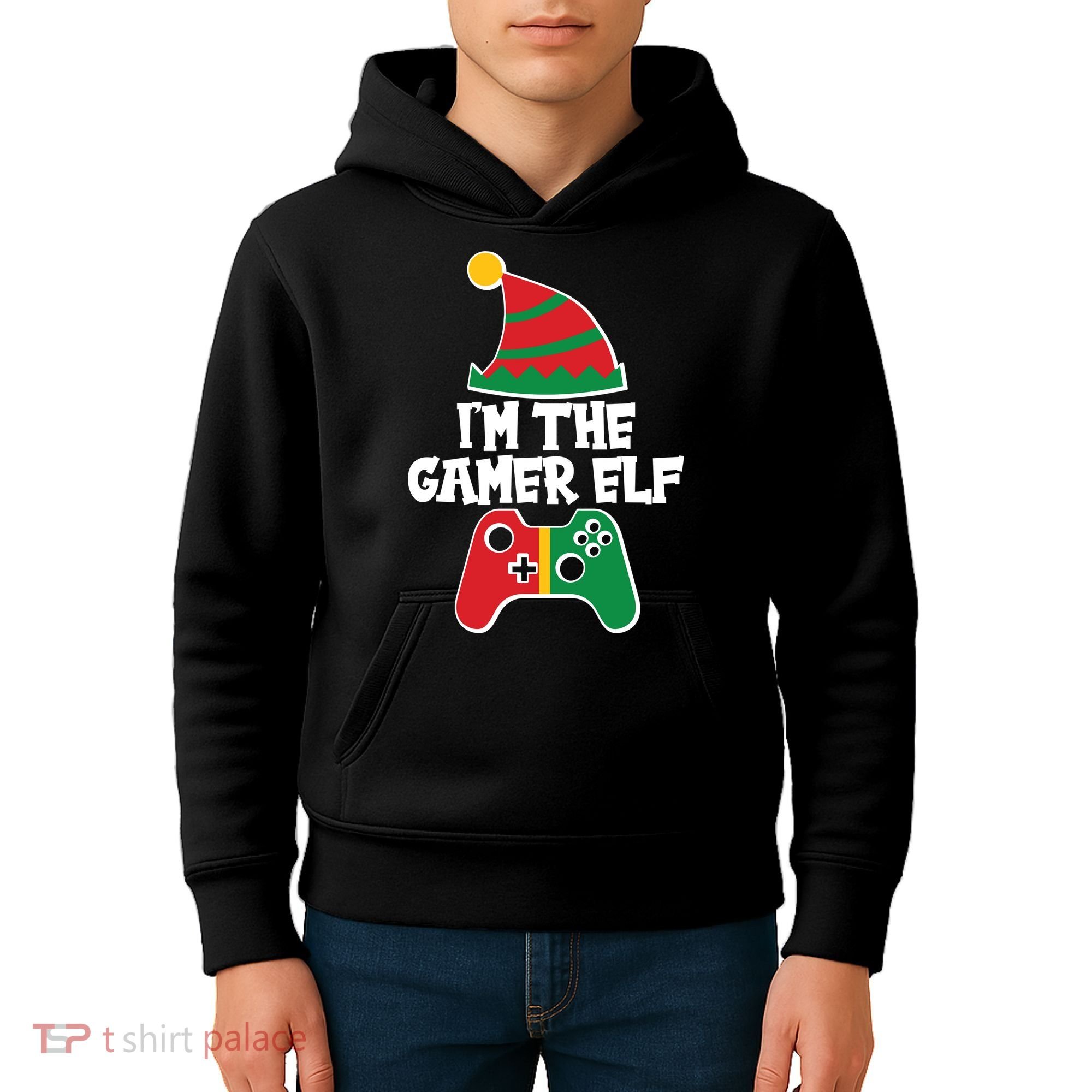 Cool Christmas I'm The Gamer Elf Kids Hoodie