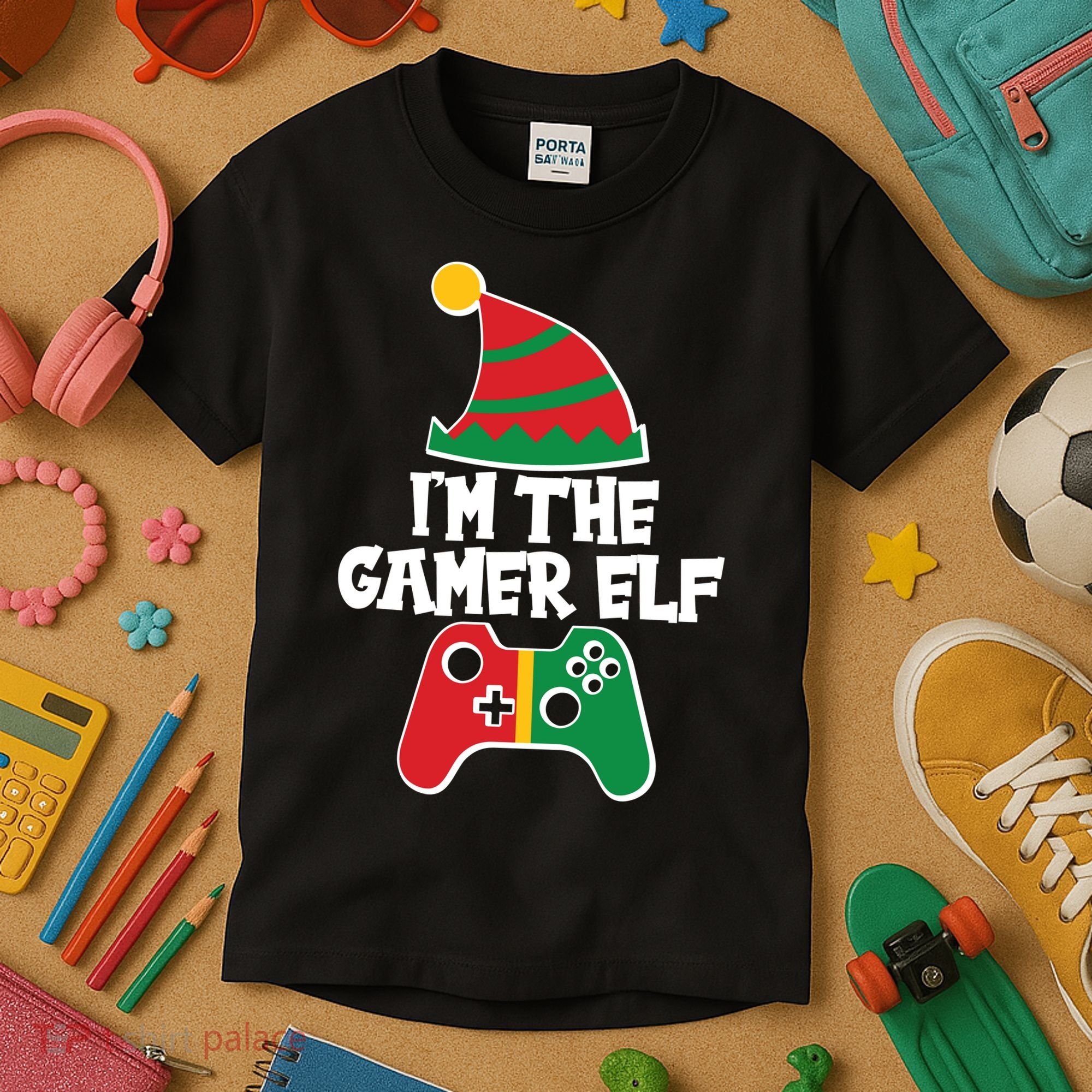 Cool Christmas I'm The Gamer Elf Kids T-Shirt