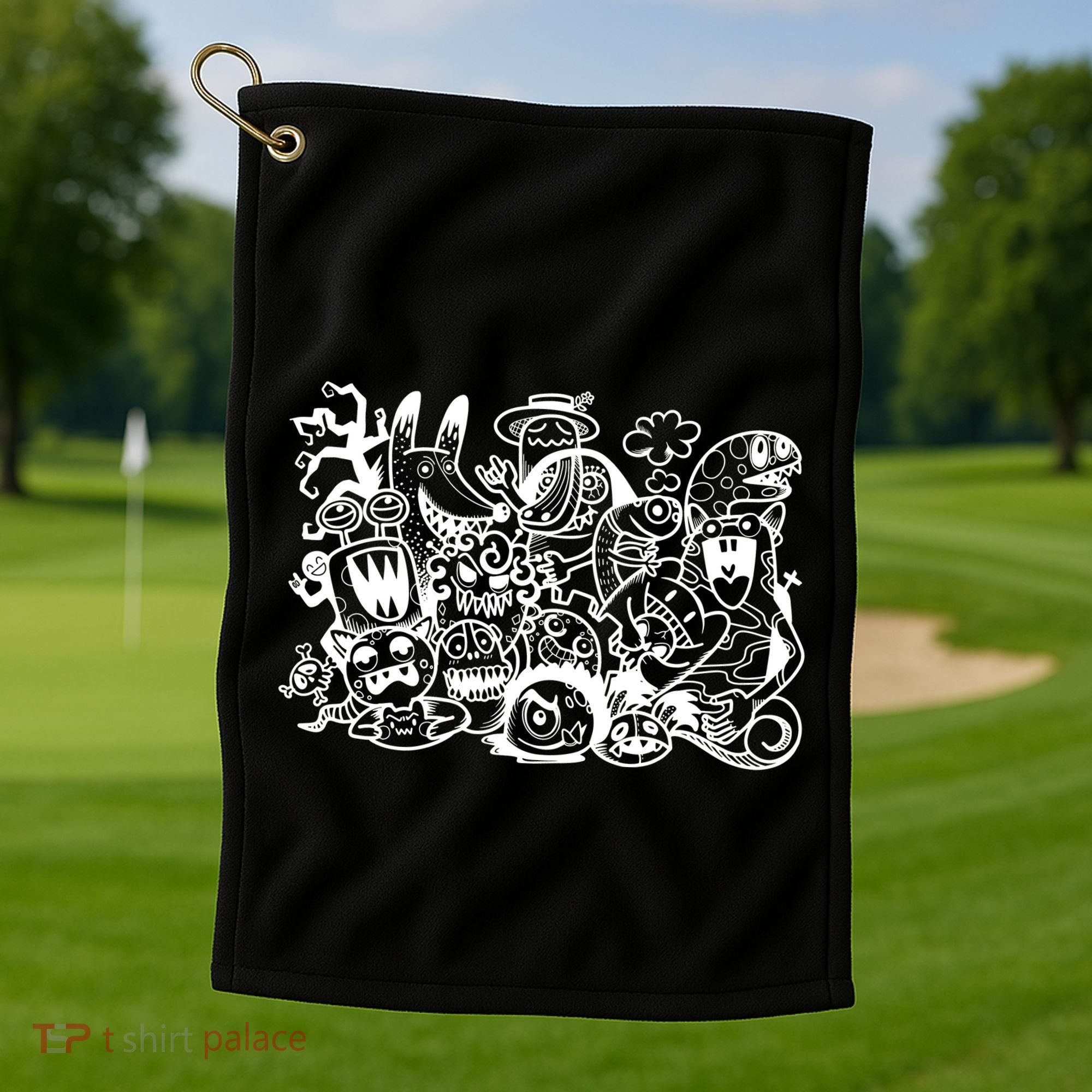 Cool Classic Cartoonish Character Group Golf Towel