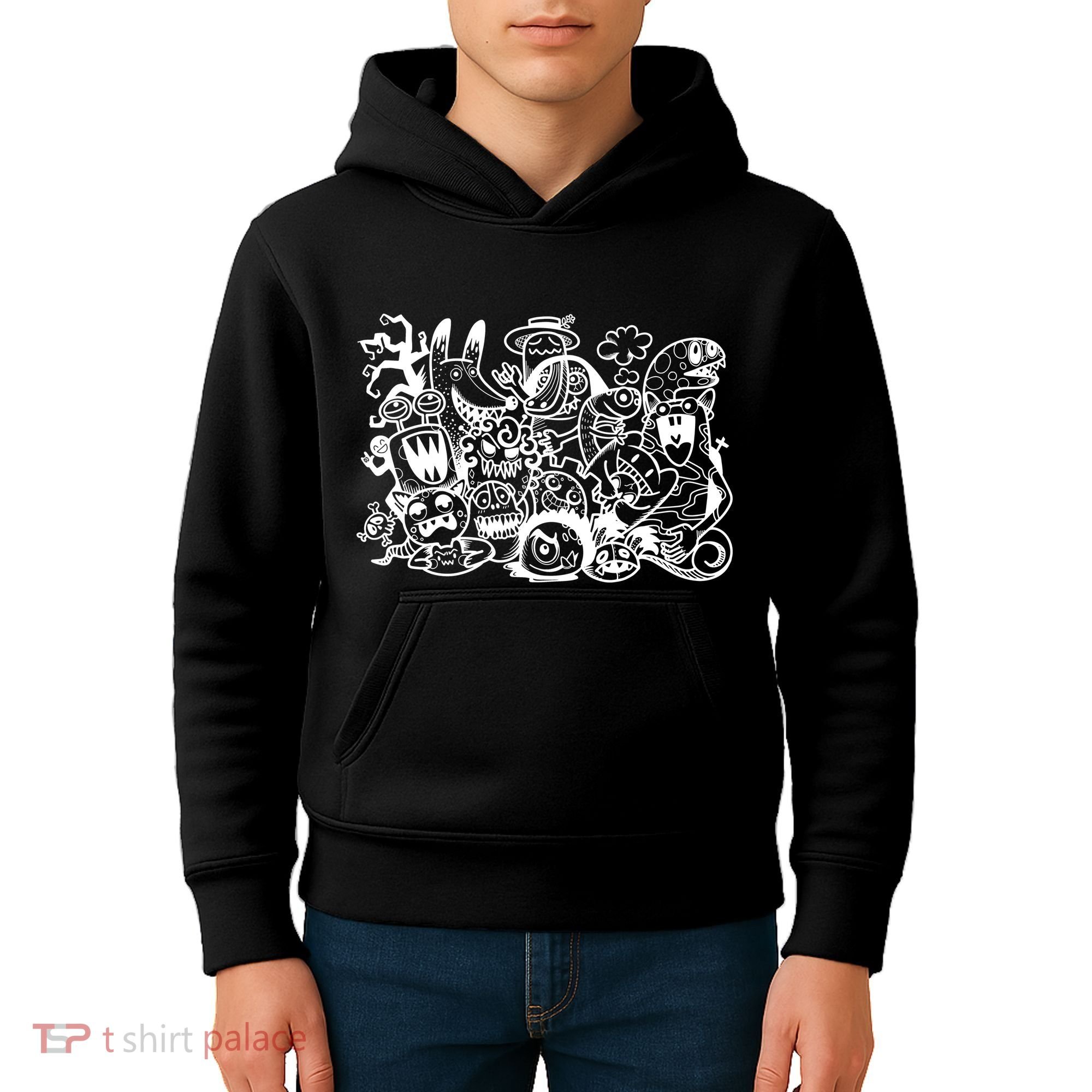 Cool Classic Cartoonish Character Group Kids Hoodie