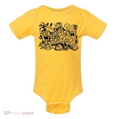 Cool Classic Cartoonish Character Group Baby Bodysuit