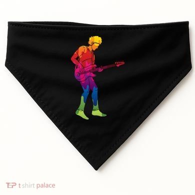 Cool Colorful Music Guitar Guy USA-Made Doggie Bandana