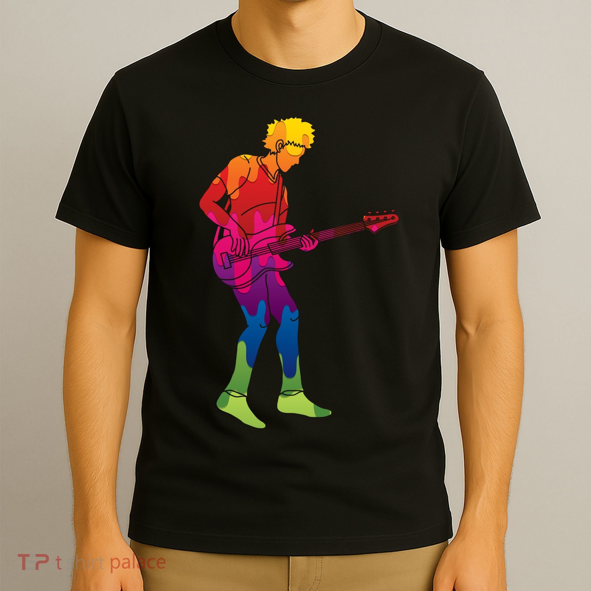 Cool Colorful Music Guitar Guy T-Shirt