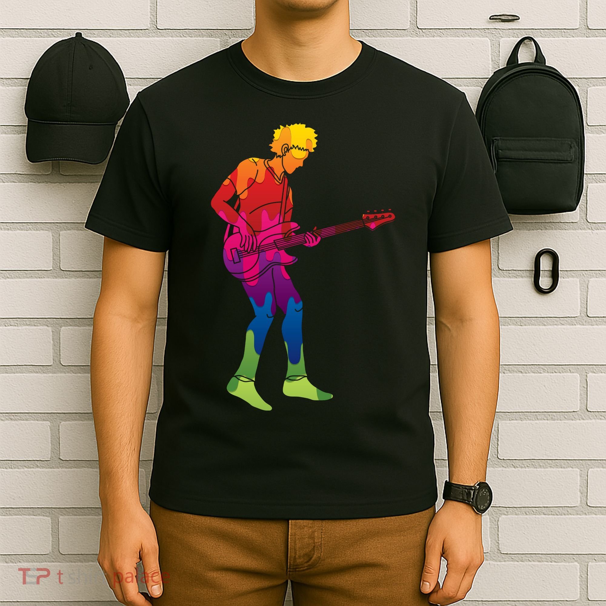 Cool Colorful Music Guitar Guy T-Shirt