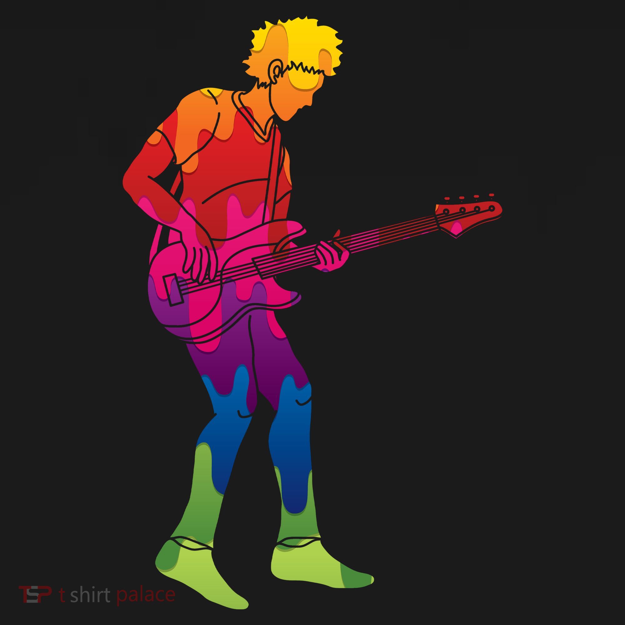 Cool Colorful Music Guitar Guy T-Shirt