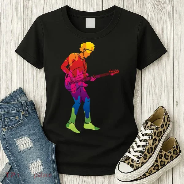Cool Colorful Music Guitar Guy Women's T-Shirt