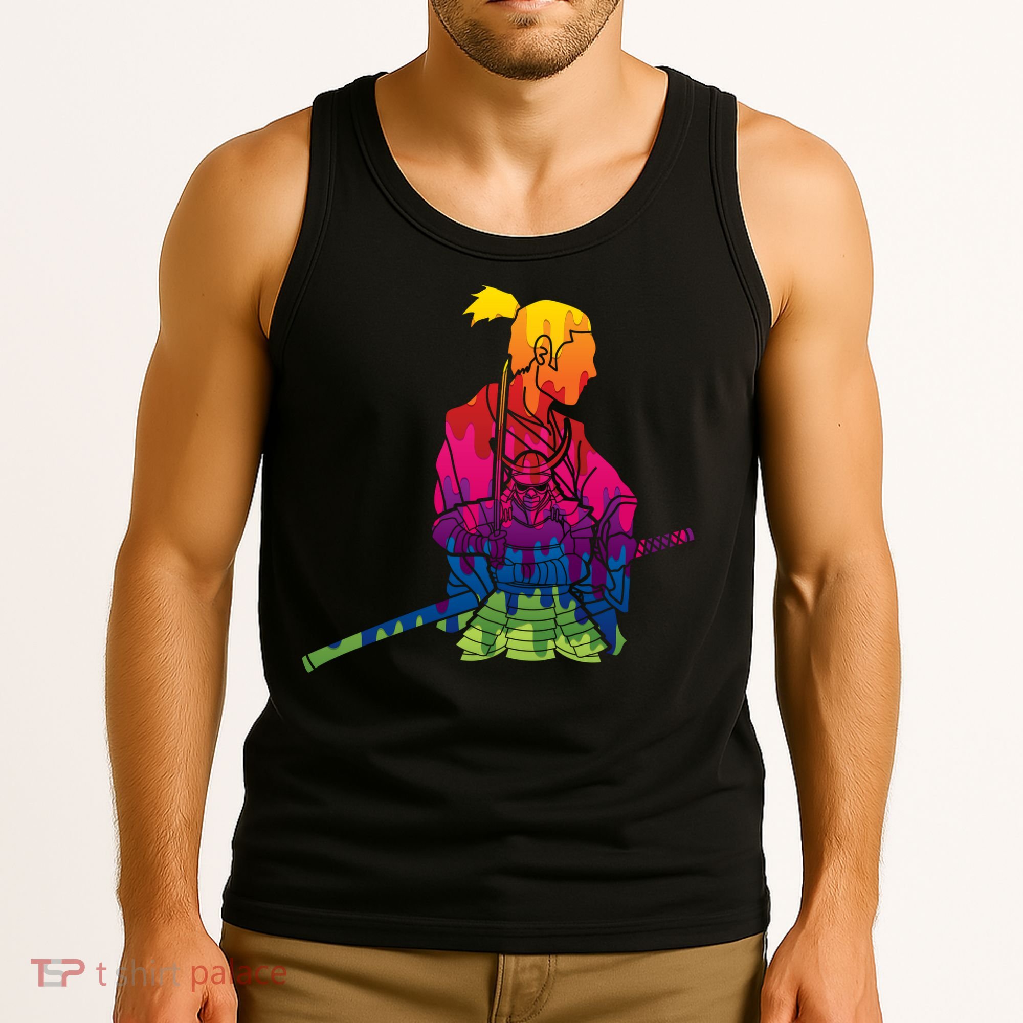Cool Colorful Samurai Katana Tank Top