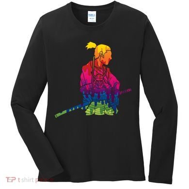 Cool Colorful Samurai Katana Women's Long Sleeve Shirt