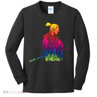 Cool Colorful Samurai Katana Kids Long Sleeve Shirt