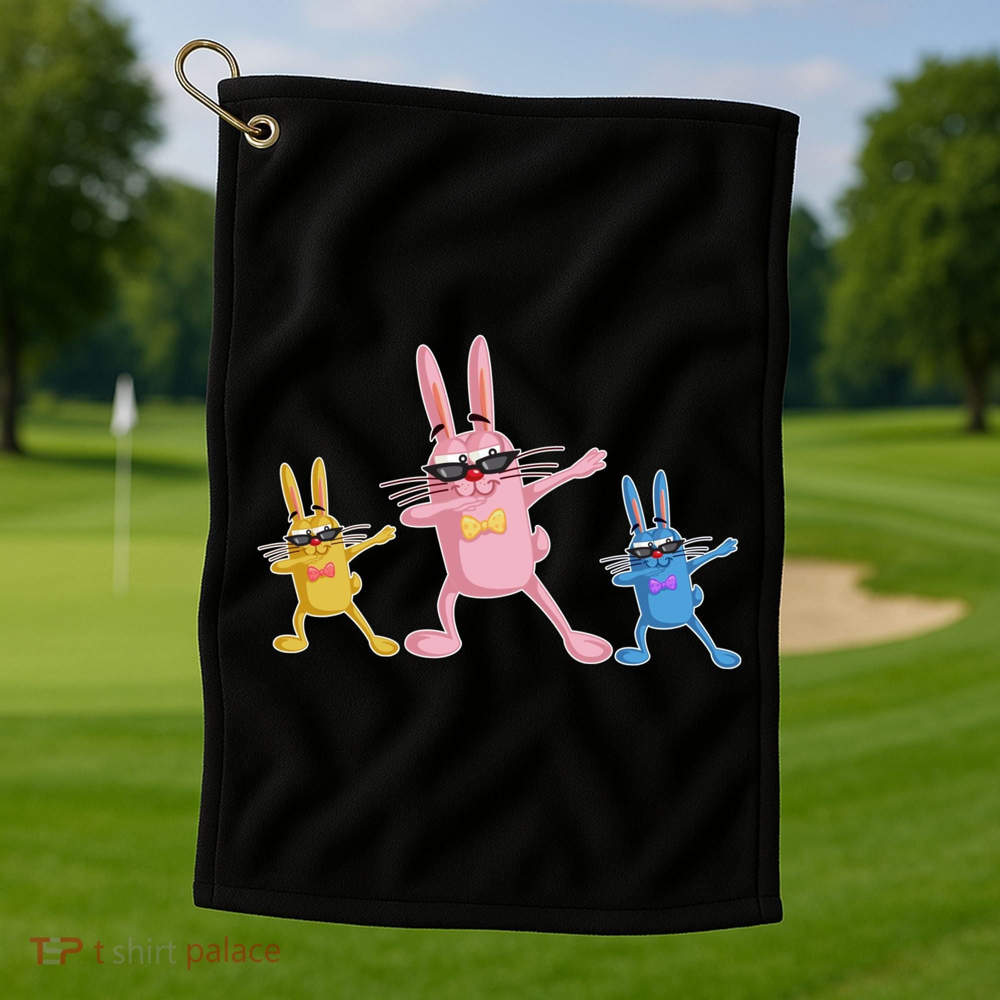 Cool Dabbing Easter Bunnies Golf Towel