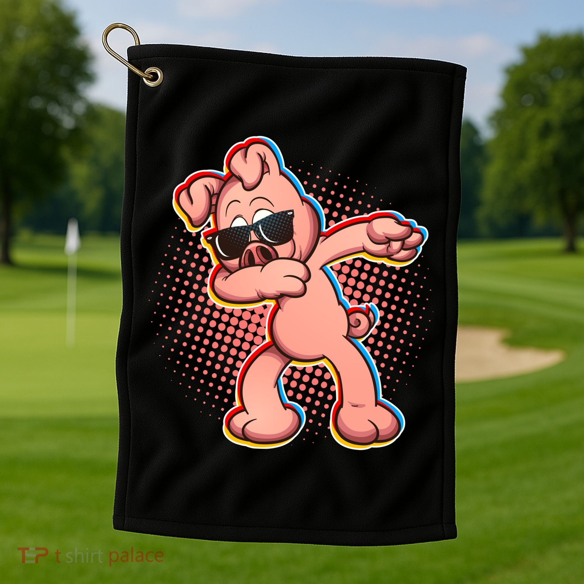 Cool Dabbing Pig Golf Towel