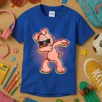 Cool Dabbing Pig Kids T-Shirt thumb 3