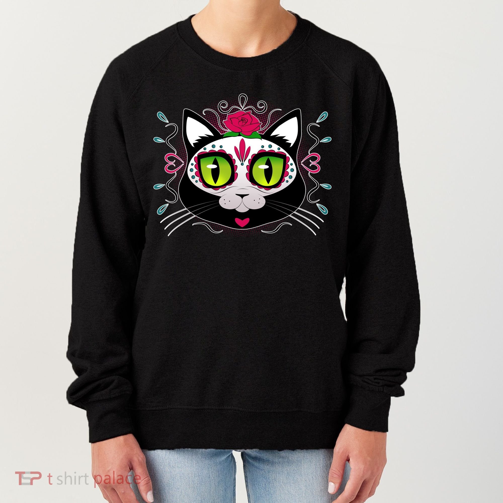 Cool Day Of The Dead Cat Women's Sweatshirt