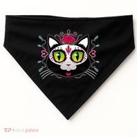Cool Day Of The Dead Cat USA-Made Doggie Bandana thumb 0