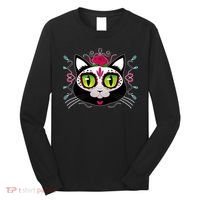 Cool Day Of The Dead Cat Long Sleeve Shirt thumb 0