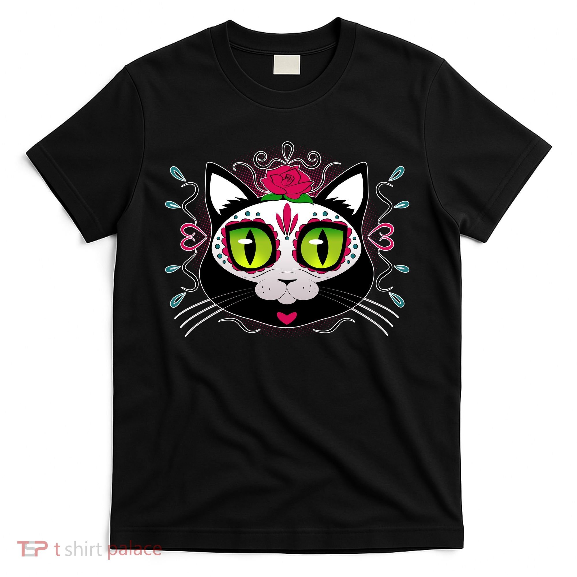 Cool Day Of The Dead Cat T-Shirt