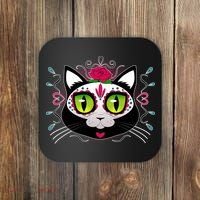 Cool Day Of The Dead Cat Coaster thumb 0