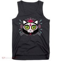 Cool Day Of The Dead Cat Tank Top thumb 0