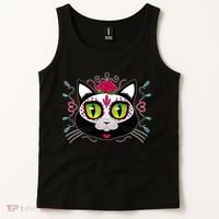 Cool Day Of The Dead Cat Tank Top thumb 2