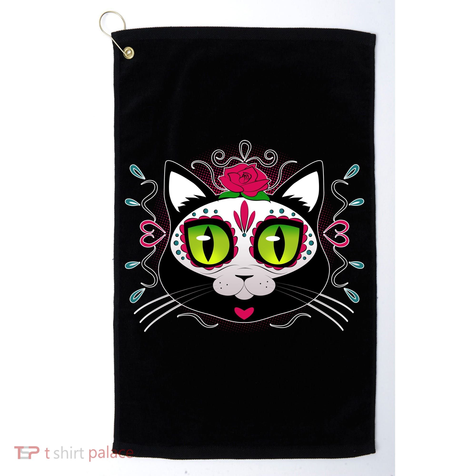Cool Day Of The Dead Cat Golf Towel