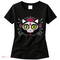 Cool Day Of The Dead Cat Women's T-Shirt thumb 0