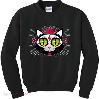 Cool Day Of The Dead Cat Kids Sweatshirt
