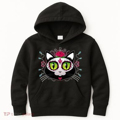 Cool Day Of The Dead Cat Kids Hoodie