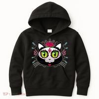 Cool Day Of The Dead Cat Kids Hoodie thumb 0