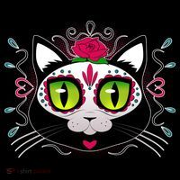 Cool Day Of The Dead Cat Kids Long Sleeve Shirt thumb 2