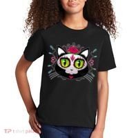 Cool Day Of The Dead Cat Kids T-Shirt thumb 2