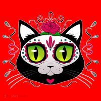 Cool Day Of The Dead Cat Santa Hat thumb 1