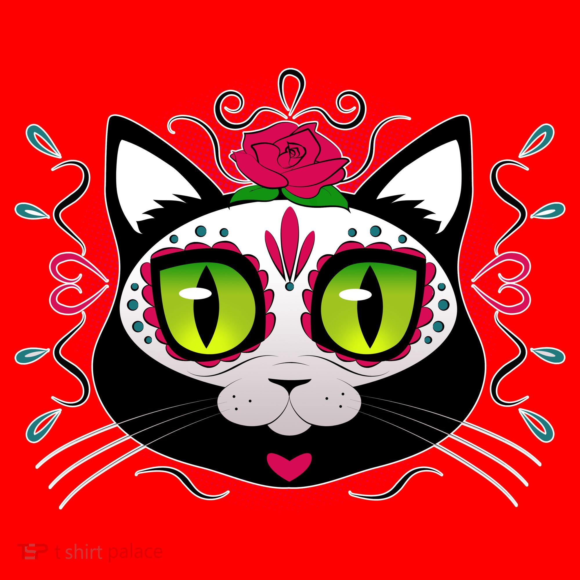 Cool Day Of The Dead Cat Santa Hat